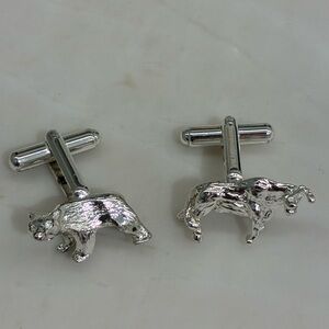 Sterling Silver Bull and Bear Cufflinks